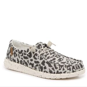 Hey Dude Black and White Leopard Print Flats